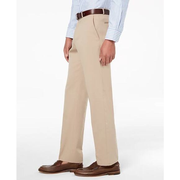 Tommy Hilfiger Men's Solid Tan Cotton Stretch Hall TH Flex Suit Pants Size 33x30 - Picture 2 of 4